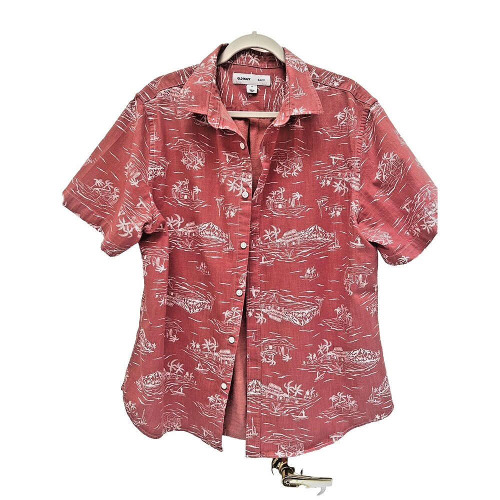 Old Navy Scenic Island Print, Men's XL Slim Fit , Summer Surf Tropical
